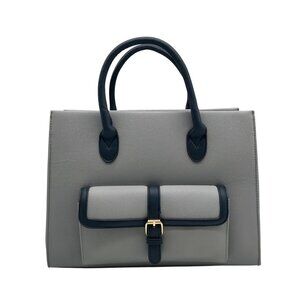Like Dreams Navy Veda Two-Tone Buckle Medium Satchel Bag